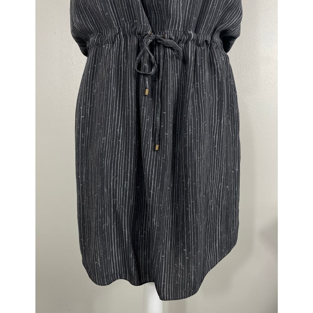 Eileen Fisher Shima Silk Dress Gray Print Medium Casual Minimalist Resort - Picture 4 of 10